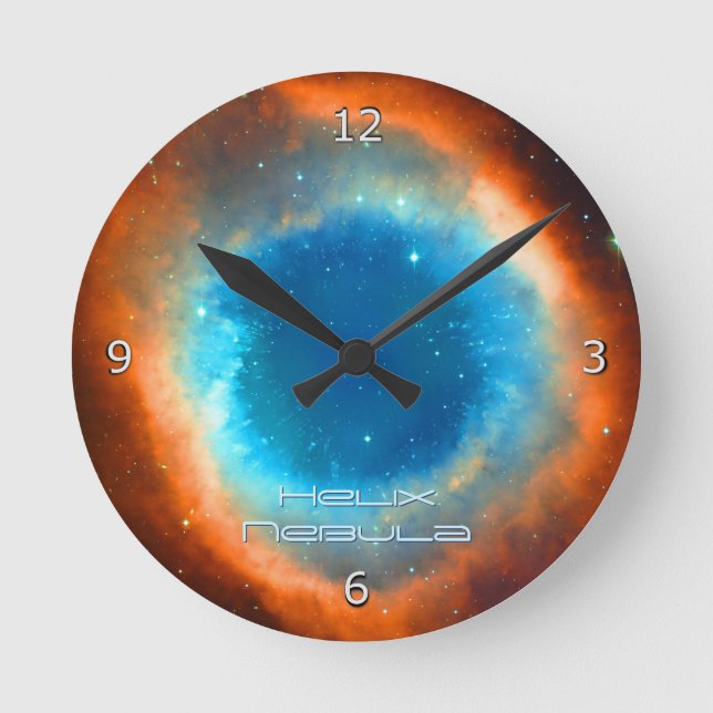Helix Nebula, Galaxies and Stars Round Clock (Front)
