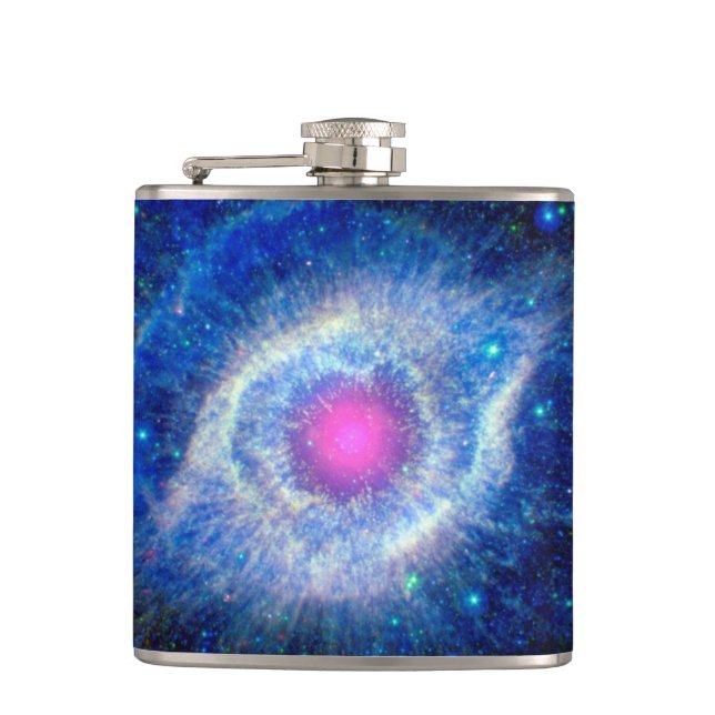 Helix Nebula Ultraviolet Eye of God Space Photo Hip Flask (Front)