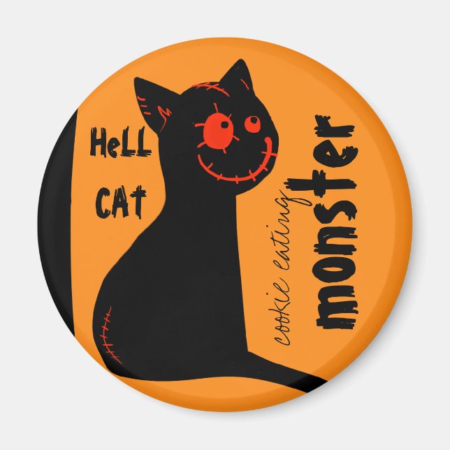 hell black cat Halloween magnet (Front)