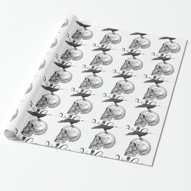 Hell Crow Halloween Wrapping Paper (Unrolled)