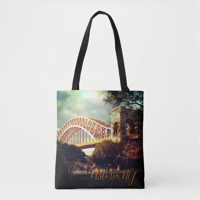 Hell Gate Bridge In Autumn, Astoria, NY Tote Bag (Front)
