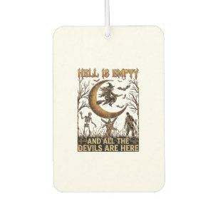 Hell Is Empty Halloween Witch Crescent Moon Skelet Car Air Freshener