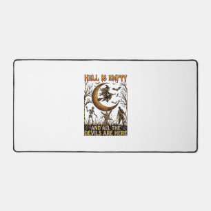 Hell Is Empty Halloween Witch Crescent Moon Skelet Desk Mat