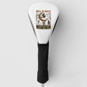 Hell Is Empty Halloween Witch Crescent Moon Skelet Golf Head Cover