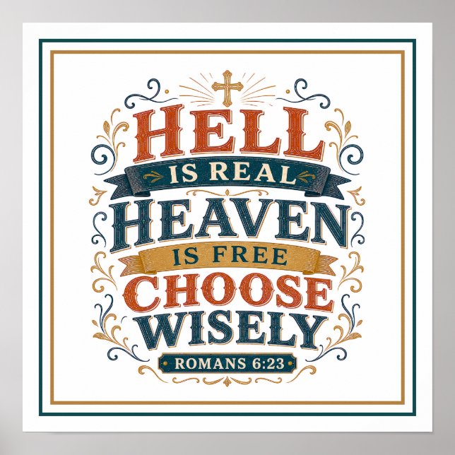 Hell Is Real Heaven Is Free Choose Wisely Quote Poster (Front)