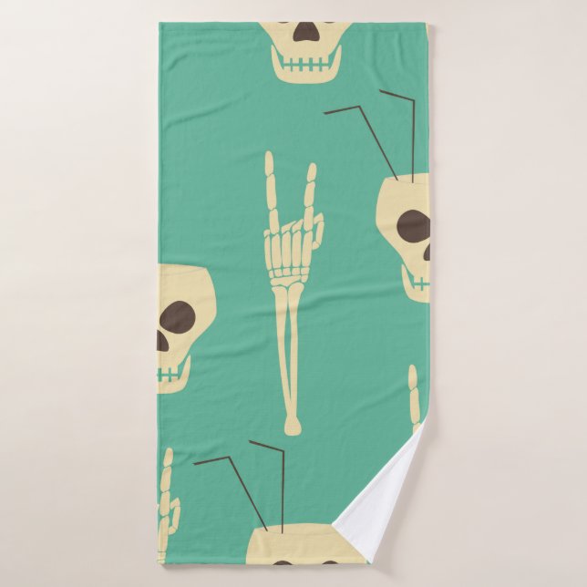 Hell party seamless pattern. Human skulls as goble Bath Towel (Bath Towel)