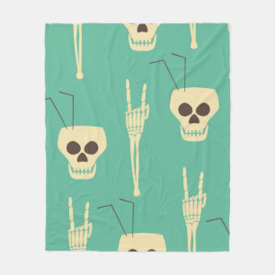 Hell party seamless pattern. Human skulls as goble Fleece Blanket