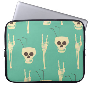 Hell party seamless pattern. Human skulls as goble Laptop Sleeve