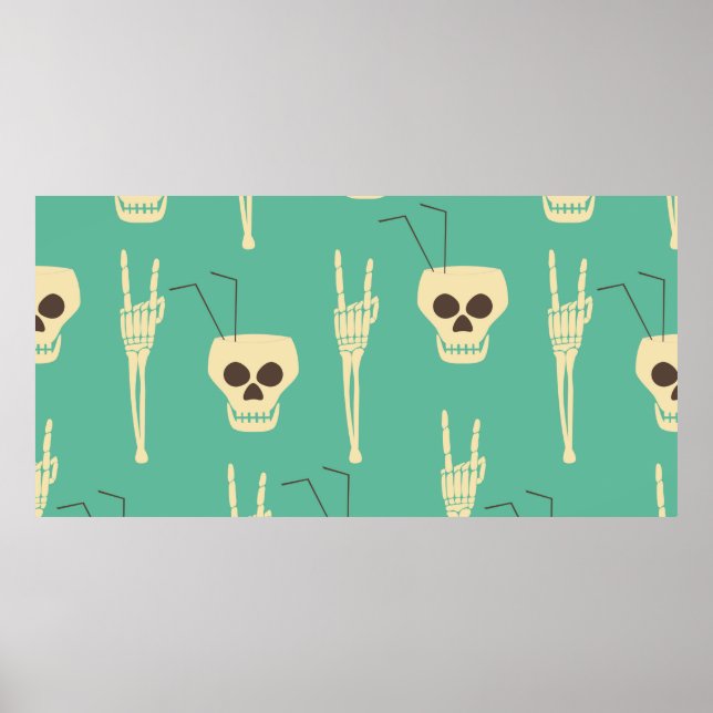 Hell party seamless pattern. Human skulls as goble Poster (Front)