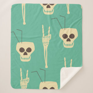 Hell party seamless pattern. Human skulls as goble Sherpa Blanket