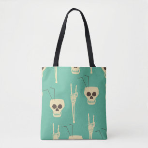 Hell party seamless pattern. Human skulls as goble Tote Bag
