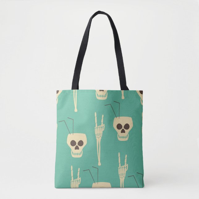 Hell party seamless pattern. Human skulls as goble Tote Bag (Front)