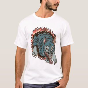 Hell wolf colourful tattoo illustration T-Shirt