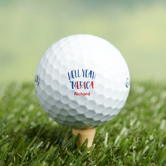 Hell Yeah Merica Monogram Golf Ball -Callaway Gift (Insitu Tee)
