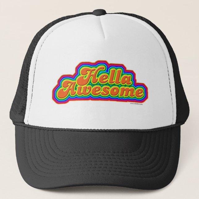 Hella Awesome Retro Style Slogan Trucker Hat (Front)