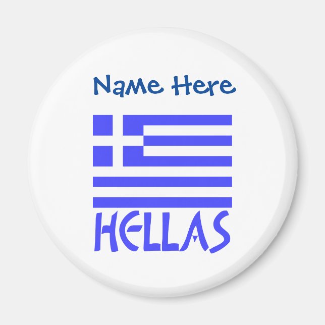 Hellas Greek Flag Blue Personalised Magnet (Front)