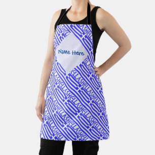 Hellas Greek Flag Tiled Blue Personalisation  Apron