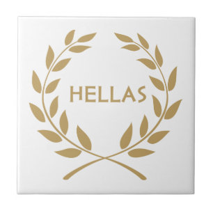 Hellas with Gold olive Wreath Ceramic Tile