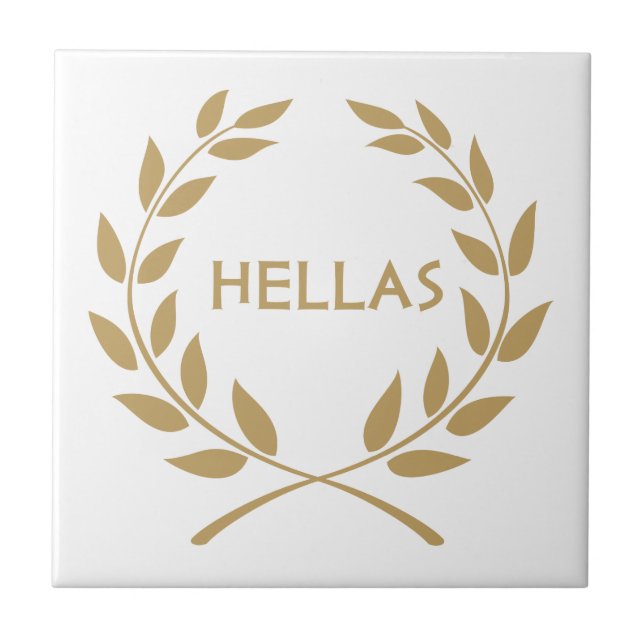 Hellas with Gold olive Wreath Ceramic Tile (Front)