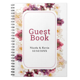 Hellebore Floral Burgundy Wedding Guest Book