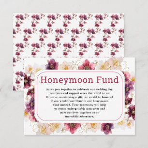Hellebore Floral Burgundy Wedding Honeymoon Fund Enclosure Card