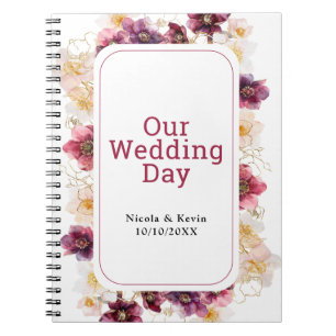 Hellebore Floral Burgundy Wedding Planner Notebook
