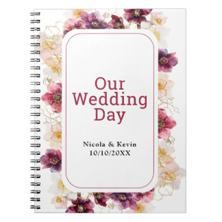 Hellebore Floral Burgundy Wedding Planner Notebook