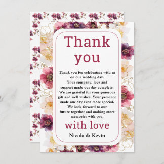Hellebore Floral Burgundy Wedding Thank You