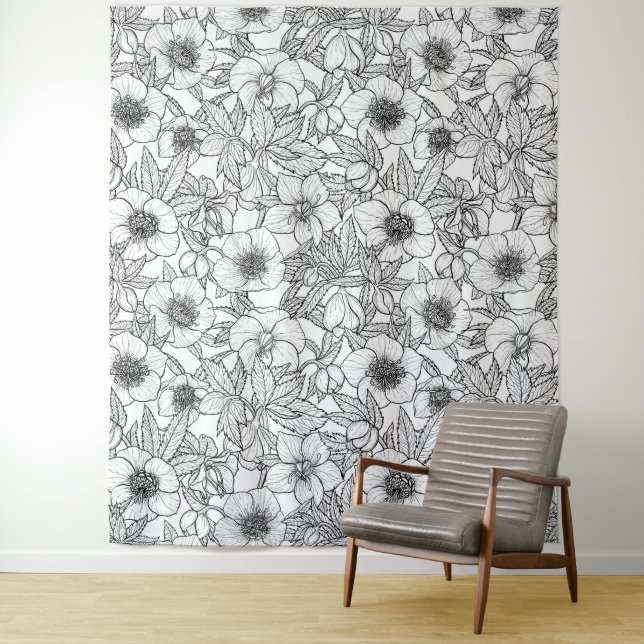 Hellebores in black and white tapestry (In Situ)