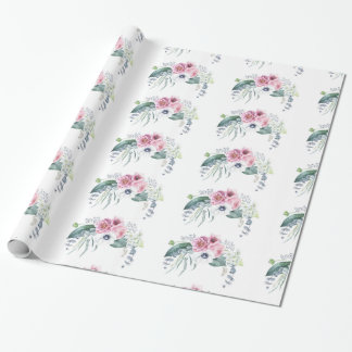 Helleborus Anemone Peony Mauve Pink White Bouquet Wrapping Paper