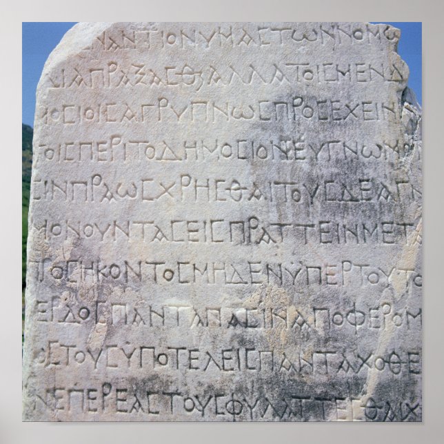 Hellenistic epigraph stone , found in Ephesus Poster (Front)