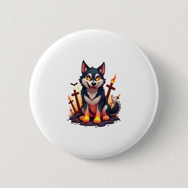 Hellhound Husky Dog 6 Cm Round Badge (Front)