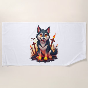 Hellhound Husky Dog Beach Towel