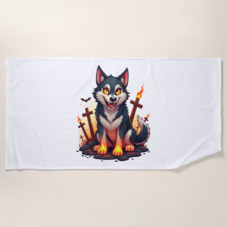 Hellhound Husky Dog Beach Towel