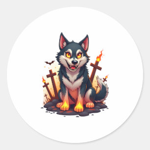 Hellhound Husky Dog Classic Round Sticker