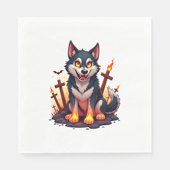 Hellhound Husky Dog Napkin (Front)