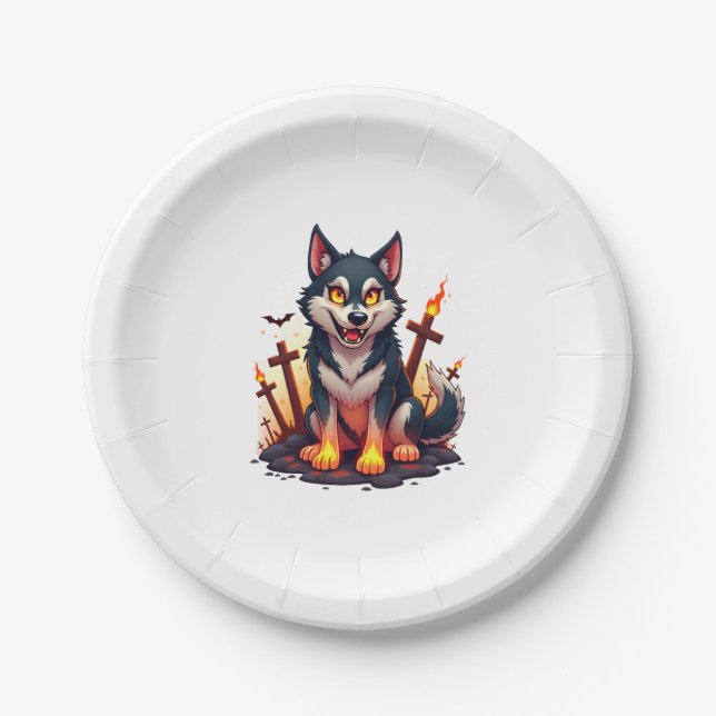 Hellhound Husky Dog Paper Plate (Front)