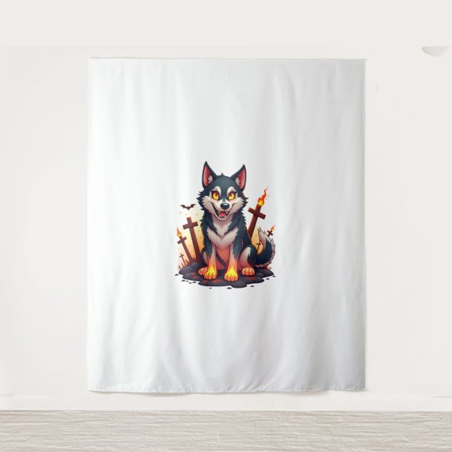 Hellhound Husky Dog Tapestry (Front)