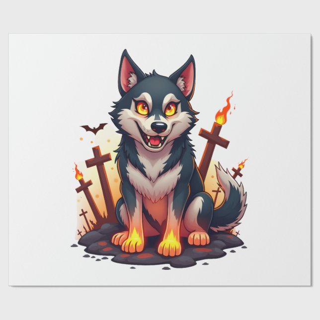 Hellhound Husky Dog Wrapping Paper (Flat)