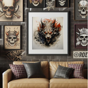 Hellish Beast Ink Painting Photo Print
