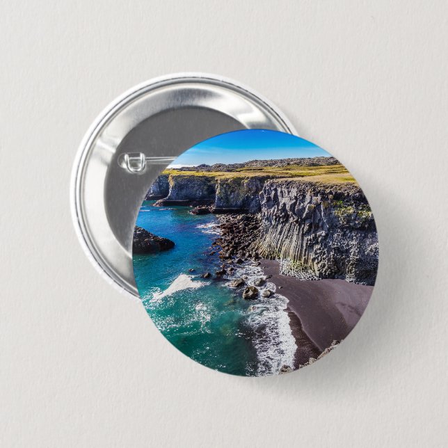 Hellnahraun Coast, Iceland 6 Cm Round Badge (Front & Back)