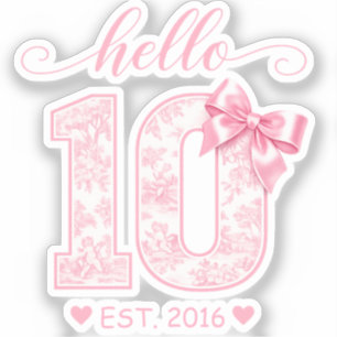 Hello 10 Birthday Pink Hello 10 Custom Year