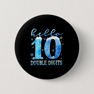 Hello 10 Double Digits Snowflakes Winter Christmas 6 Cm Round Badge