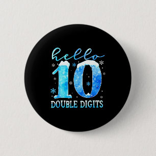 Hello 10 Double Digits Snowflakes Winter Christmas 6 Cm Round Badge