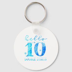 Hello 10 Double Digits Snowflakes Winter Christmas Key Ring