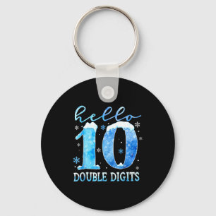 Hello 10 Double Digits Snowflakes Winter Christmas Key Ring