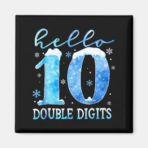 Hello 10 Double Digits Snowflakes Winter Christmas Magnet