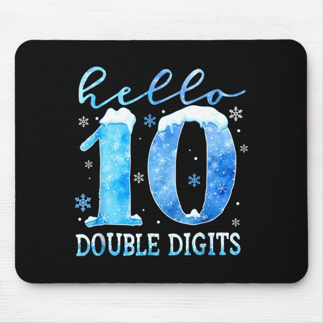 Hello 10 Double Digits Snowflakes Winter Christmas Mouse Pad (Front)