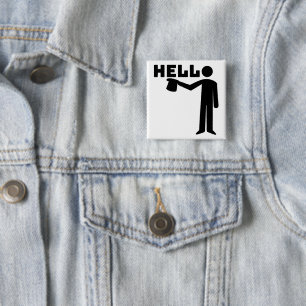 Hello 15 Cm Square Badge
