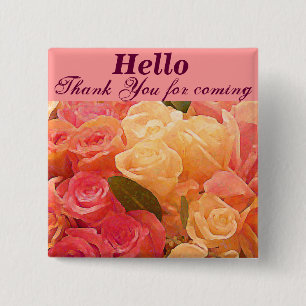 Hello_ 15 Cm Square Badge